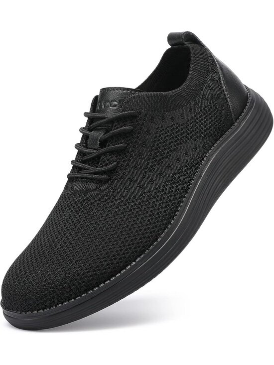 Men\'s Black Casual Dress Sneakers Lace-Up Mesh Breathable Walking Shoes Tennis main image 6